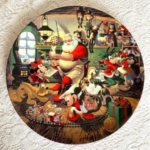 DISNEY Porcelain Christmas Plate - 1993 Santa's Workshop Disney Store, Mickey Mi